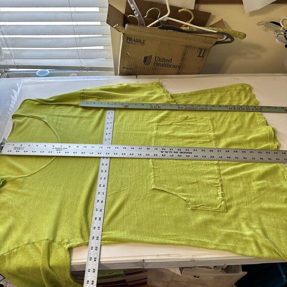 Bryn Walker Green Linen Blend V Neck Tunic Dress Womens Medium Beach Cover Up - Picture 4 of 10